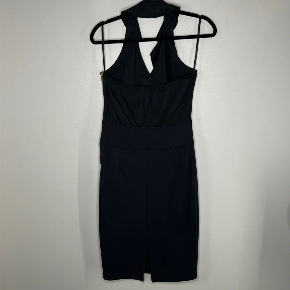 Michelle Jonas Travelwear Ruffle Halter Neck Black Dress size Small